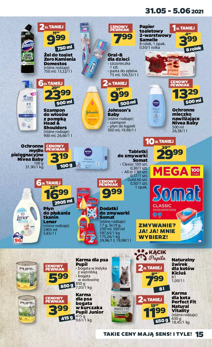 Gazetka promocyjna Netto - ważna 31.05 do 05.06.2021 - strona 15 - produkty: Baby O, Domestos, Dzieci, Kurczak, Lenor, Mleczko, Mydło, Nivea, Nivea Baby, Papier, Papier toaletowy, Pasta do zębów, Płyn do kąpieli, Płyn do płukania, Somat, Szampon, Szczoteczka, Tablet, Tabletki do zmywarki, Zmywarki