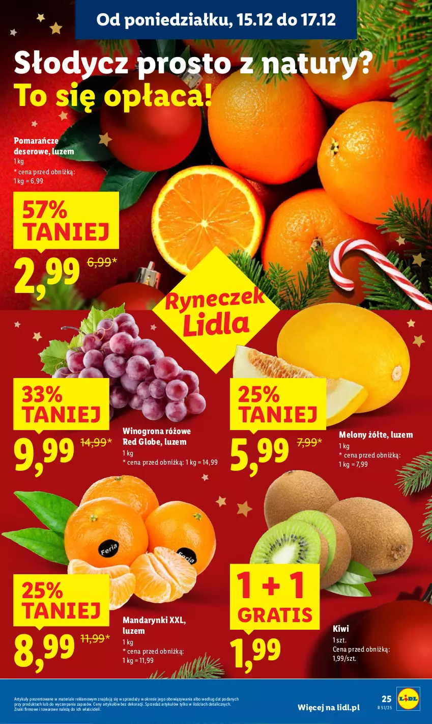 Gazetka promocyjna Lidl - GAZETKA - ważna 15.12 do 17.12.2025 - strona 27 - produkty: Deser, Gra, Kiwi, Mandarynki, Melon, Pomarańcze, Ser, Wino, Winogrona