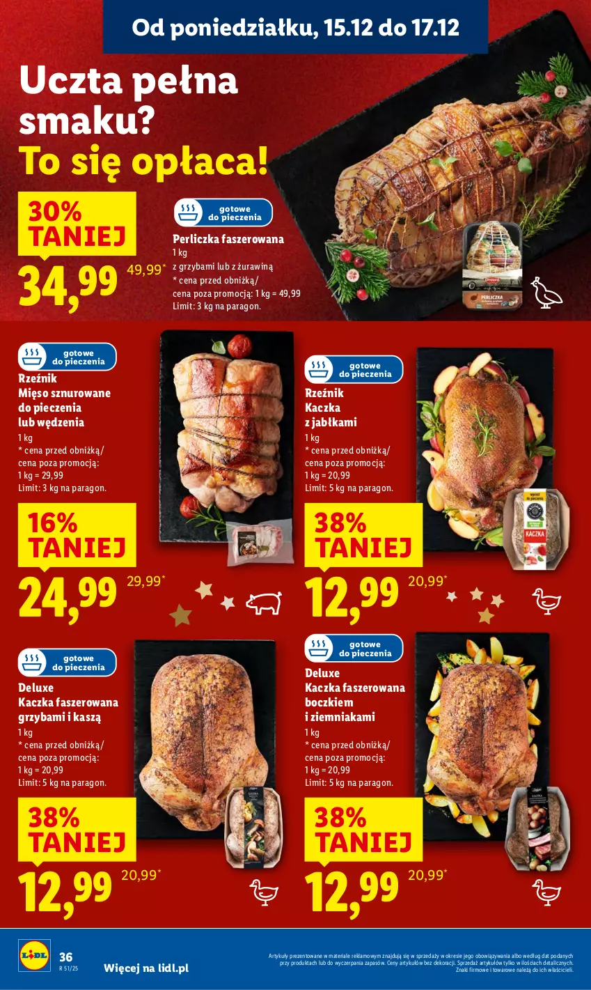 Gazetka promocyjna Lidl - GAZETKA - ważna 15.12 do 17.12.2025 - strona 38 - produkty: Fa, Jabłka, Kaczka, Kaczka faszerowana, Mięso, Perliczka, Piec