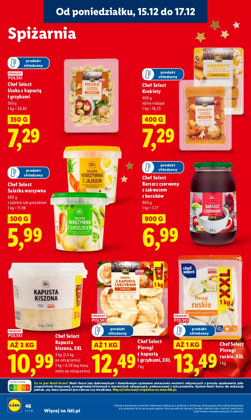 Gazetka promocyjna Lidl - GAZETKA - ważna 15.12 do 17.12.2025 - strona 48 - produkty: Kapustą, Krokiety, Pierogi, Sałat, Sałatka, Sałatka warzywna