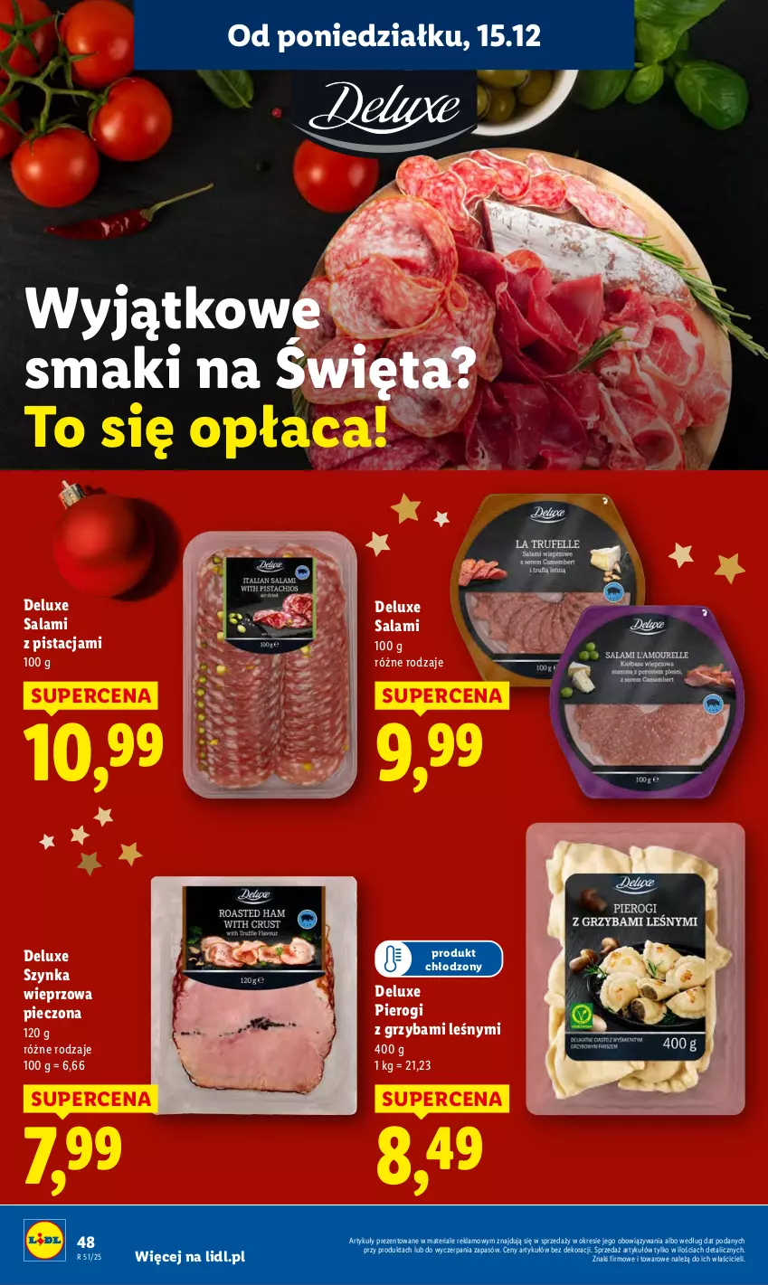Gazetka promocyjna Lidl - GAZETKA - ważna 15.12 do 17.12.2025 - strona 50 - produkty: Piec, Pierogi, Salami, Szynka, Szynka wieprzowa
