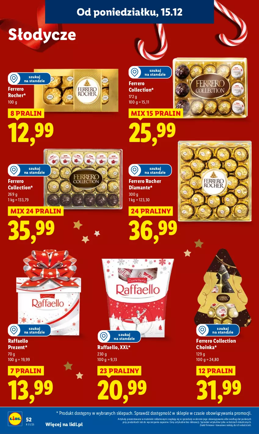 Gazetka promocyjna Lidl - GAZETKA - ważna 15.12 do 17.12.2025 - strona 54 - produkty: Choinka, Diamant, Fa, Ferrero, Ferrero Rocher, Inka, Praliny, Raffaello