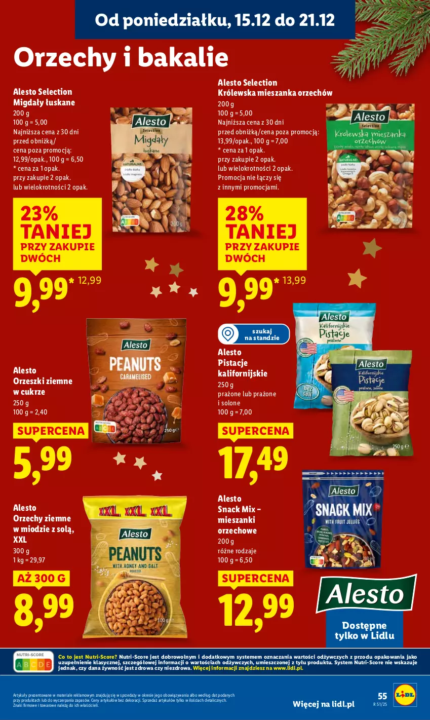 Gazetka promocyjna Lidl - GAZETKA - ważna 15.12 do 17.12.2025 - strona 57 - produkty: Migdały, Migdały łuskane, Orzeszki, Orzeszki ziemne, Pistacje