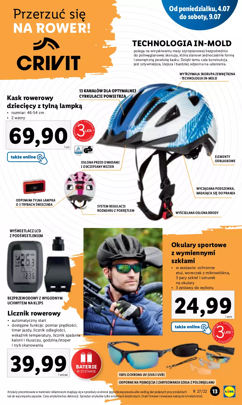 Gazetka promocyjna Lidl - GAZETKA - ważna 04.07 do 09.07.2022 - strona 17 - produkty: Dzieci, Kask, Por, Rower, Ryba, Sport, Sznurek, Top, Woreczek