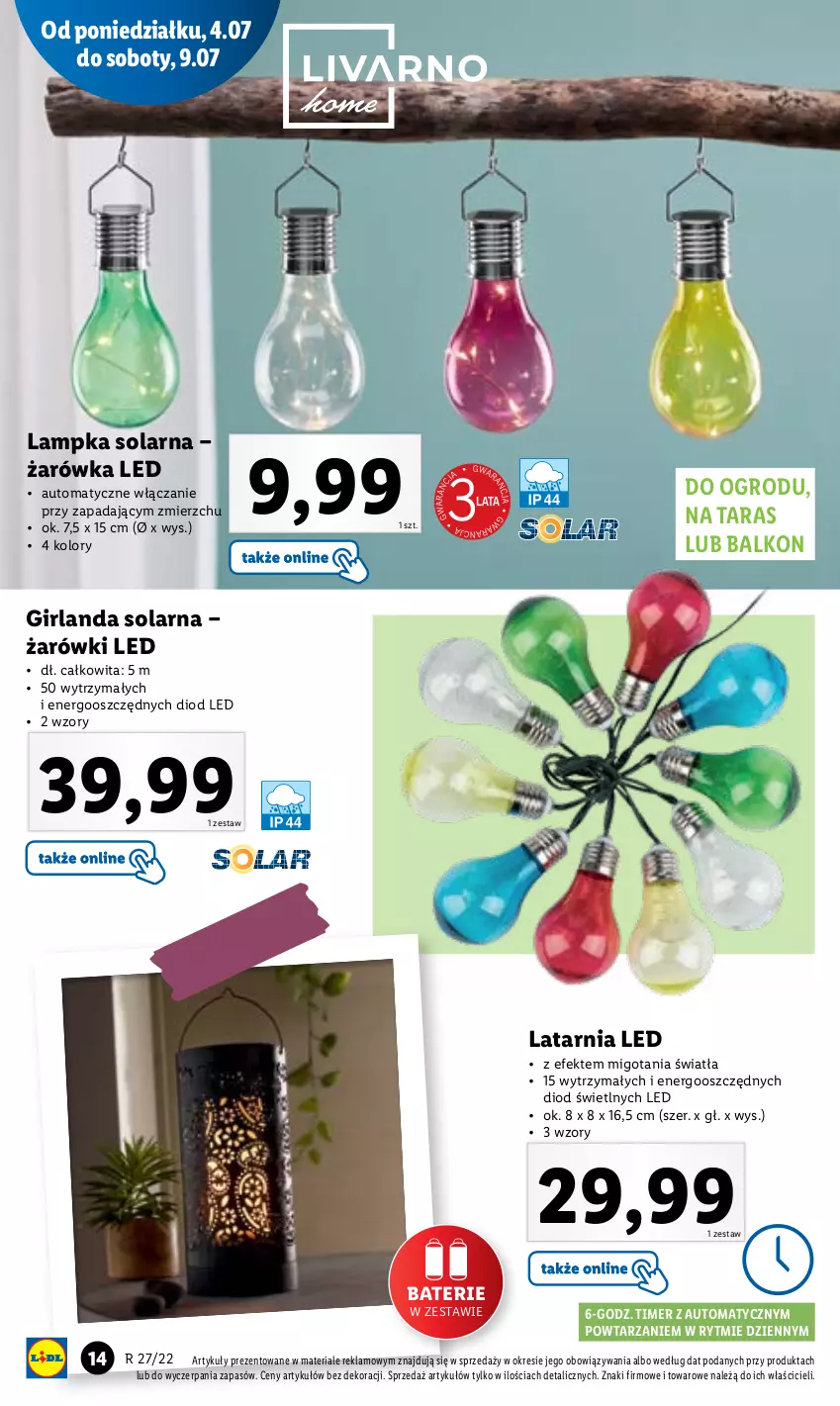 Gazetka promocyjna Lidl - GAZETKA - ważna 04.07 do 09.07.2022 - strona 18 - produkty: Girlanda, Latarnia