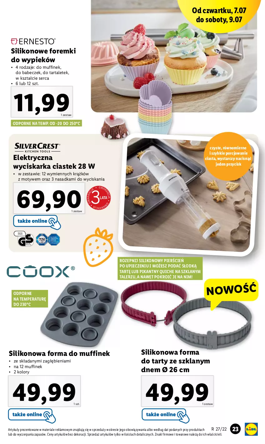 Gazetka promocyjna Lidl - GAZETKA - ważna 04.07 do 09.07.2022 - strona 27 - produkty: Cień, Foremki, Piec, Por, Ser, Stek, Talerz, Tarta, Wyciskarka