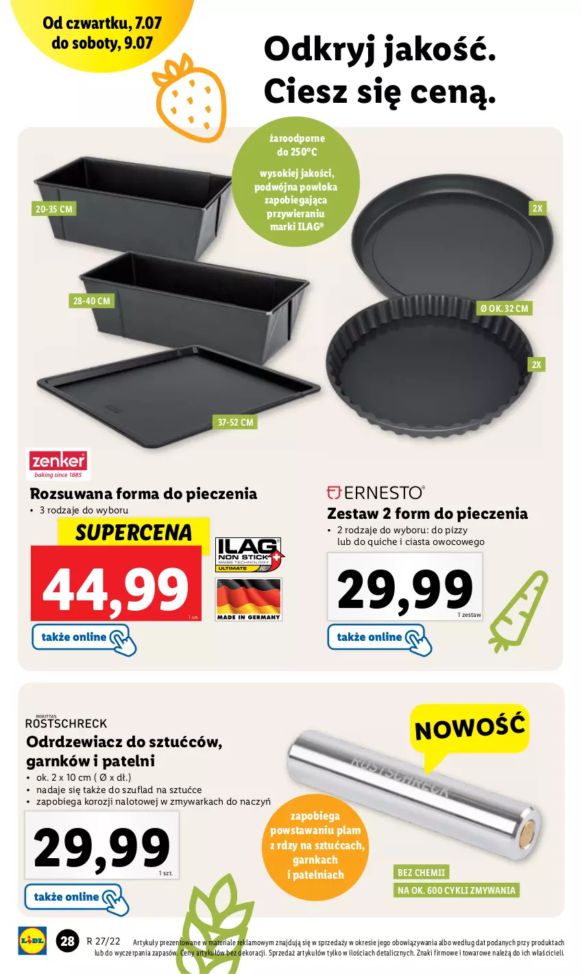 Gazetka promocyjna Lidl - GAZETKA - ważna 04.07 do 09.07.2022 - strona 32 - produkty: Forma do pieczenia, Patelnia, Piec, Por, Sok, Warka, Zmywarka