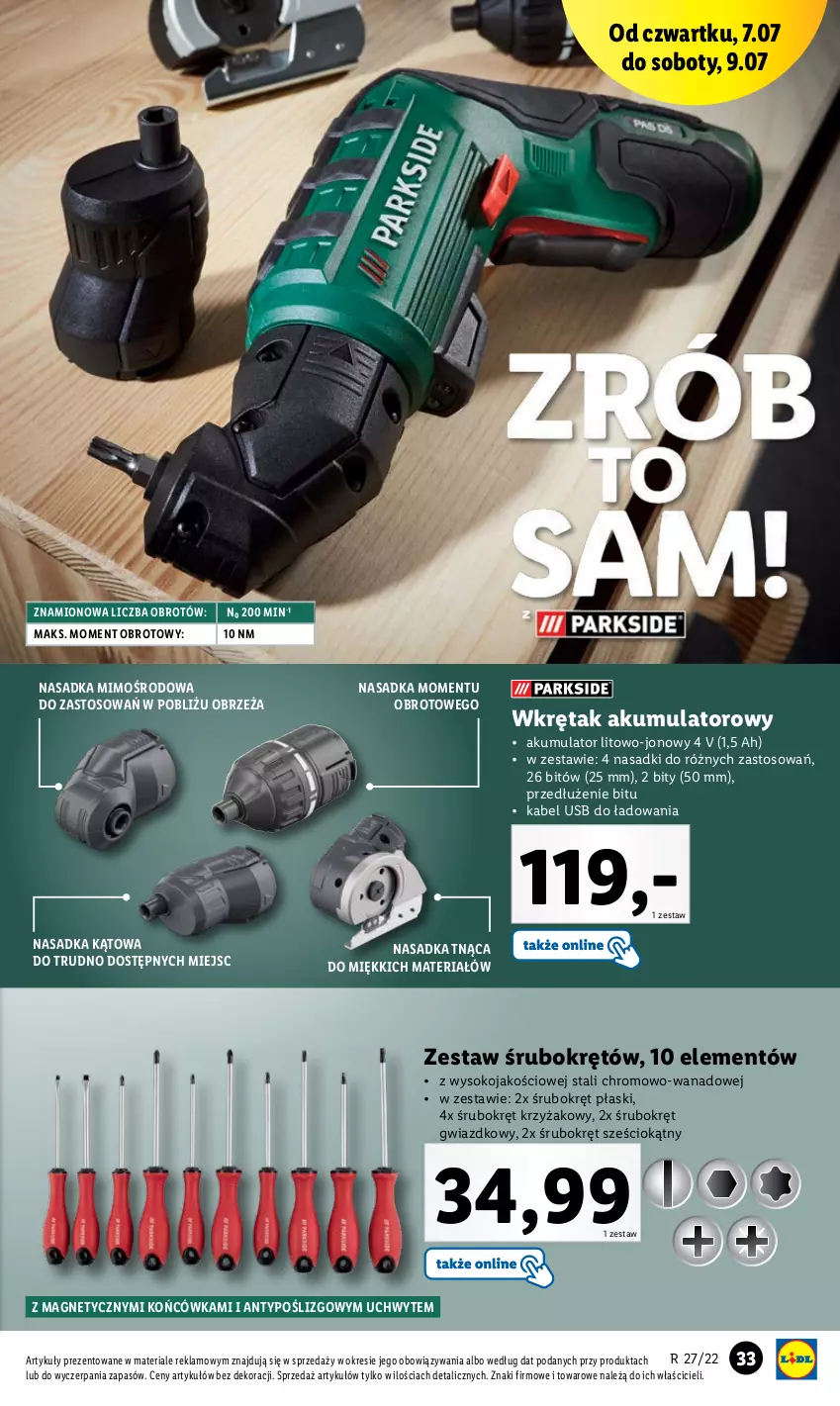 Gazetka promocyjna Lidl - GAZETKA - ważna 04.07 do 09.07.2022 - strona 37 - produkty: Akumulator, Kabel USB, Sok, Wkręt, Wkrętak akumulatorowy