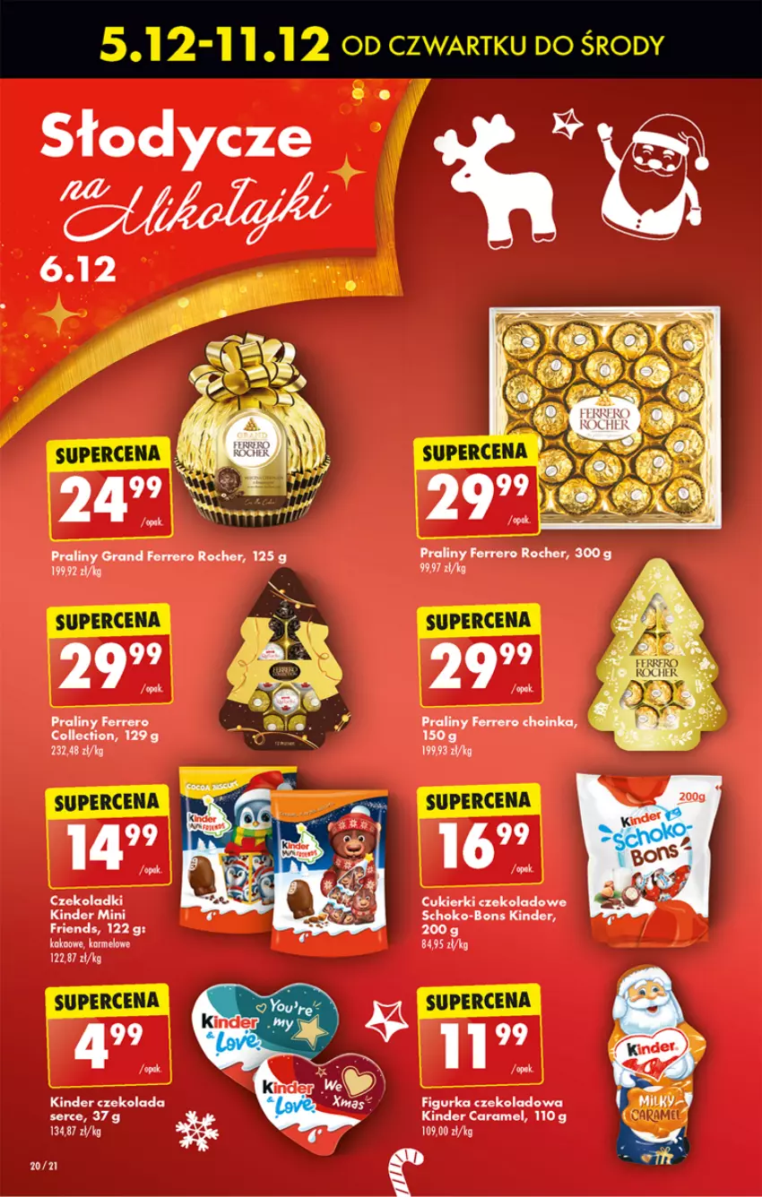 Gazetka promocyjna Biedronka - Od czwartku - ważna 05.12 do 11.12.2024 - strona 20 - produkty: Choinka, Cukier, Cukierki, Cukierki czekoladowe, Czekolada, Ferrero, Ferrero Rocher, Gra, Inka, Kinder, Praliny, Ser