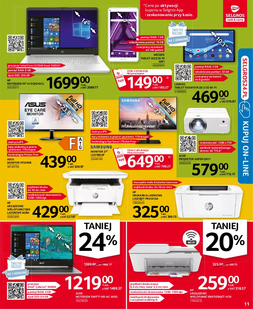 Gazetka promocyjna Selgros - Oferta przemysłowa - ważna 13.05 do 26.05.2021 - strona 11 - produkty: Acer, Asus, Drukarka, HP, Intel, Lenovo, LG, Mobil, Monitor, Notebook, Obraz, Procesor, Ser, Tablet, Top, Urządzenie wielofunkcyjne