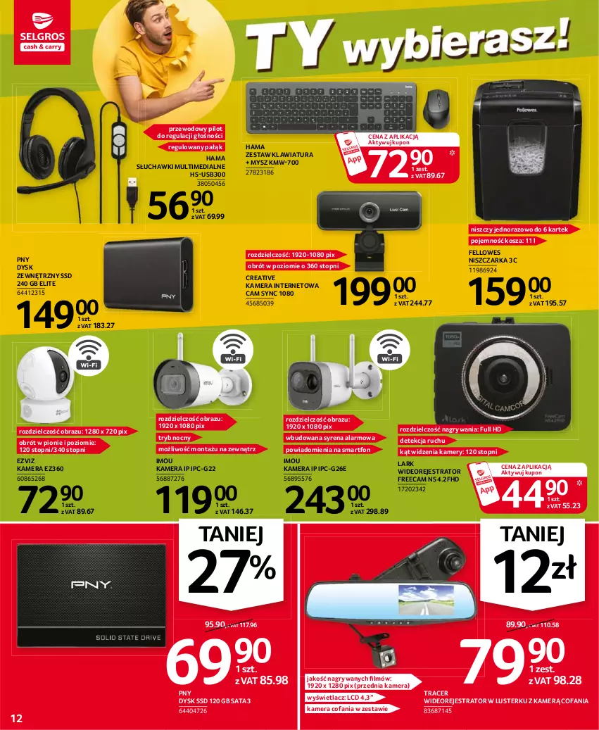 Gazetka promocyjna Selgros - Oferta przemysłowa - ważna 13.05 do 26.05.2021 - strona 12 - produkty: Acer, Fa, Gry, Hama, Kamera, Kamera internetowa, Kamery, Klawiatura, Kosz, Mysz, Niszczarka, Obraz, Słuchawki, Smartfon, Top, Wideorejestrator