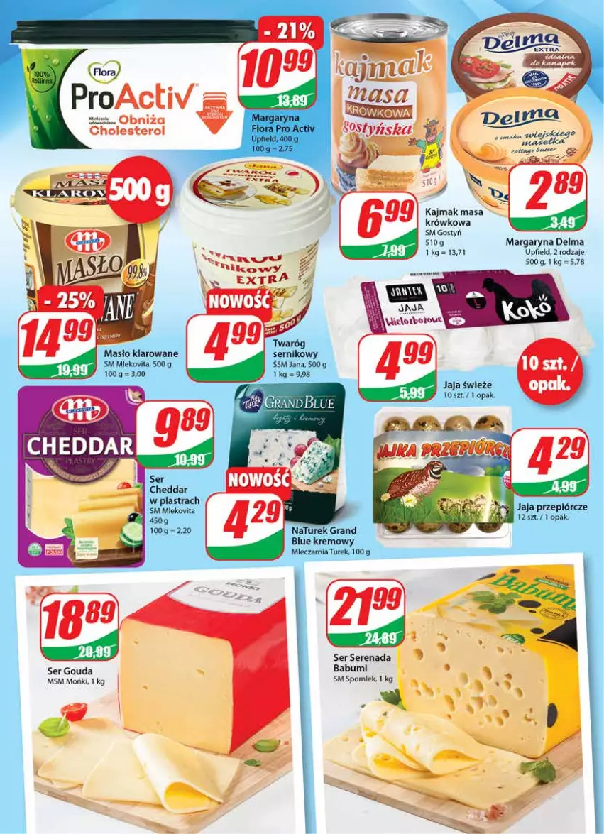 Gazetka promocyjna Dino - Gazetka - ważna 17.03 do 23.03.2021 - strona 15 - produkty: Cheddar, Delma, Flora, Gouda, Gra, Jaja, Margaryna, Masa krówkowa, Masło, Masło klarowane, Mleko, Mlekovita, NaTurek, Ser