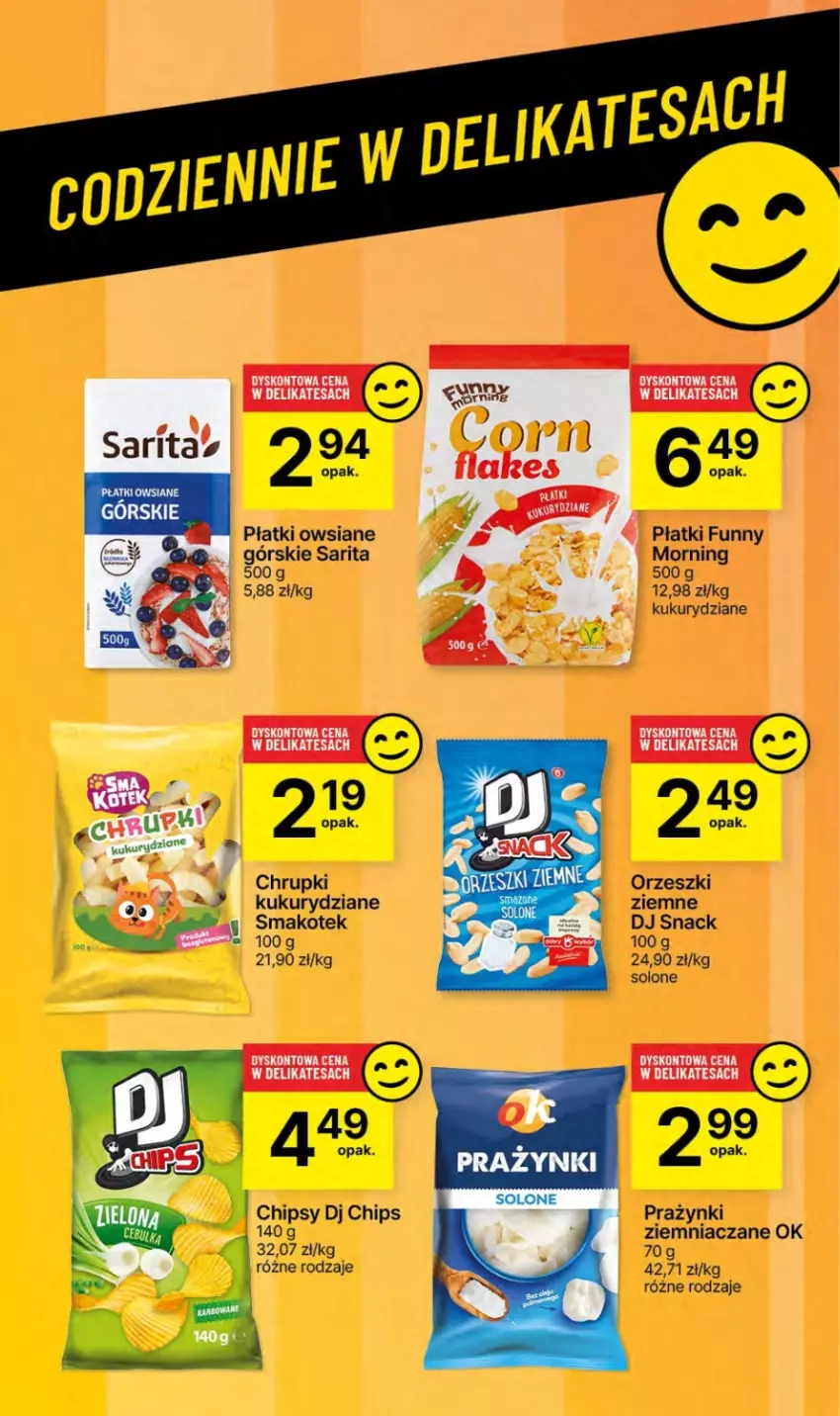 Gazetka promocyjna Delikatesy Centrum - Dyskontowe ceny w Delikatesach Centrum - ważna 27.12.2023 do 03.01.2024 - strona 56 - produkty: Chipsy, Chrupki, Kotek, Orzeszki, Płatki owsiane, Sarita, Smakotek