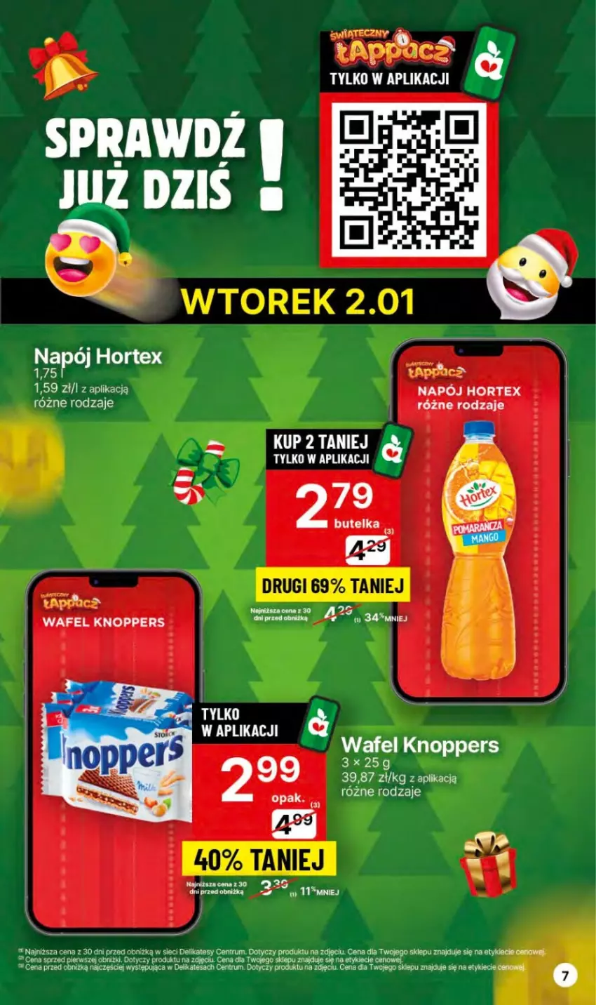 Gazetka promocyjna Delikatesy Centrum - Dyskontowe ceny w Delikatesach Centrum - ważna 27.12.2023 do 03.01.2024 - strona 7 - produkty: Hortex, Knoppers, Napój, Por, Rum