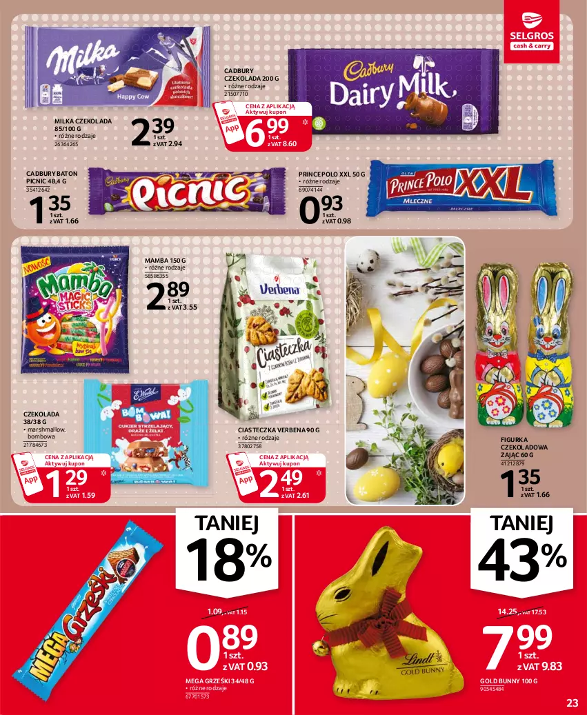 Gazetka promocyjna Selgros - Oferta spożywcza - ważna 11.03 do 24.03.2021 - strona 23 - produkty: Baton, Czekolada, Grześki, Mamba, Mars, Milka, Prince Polo