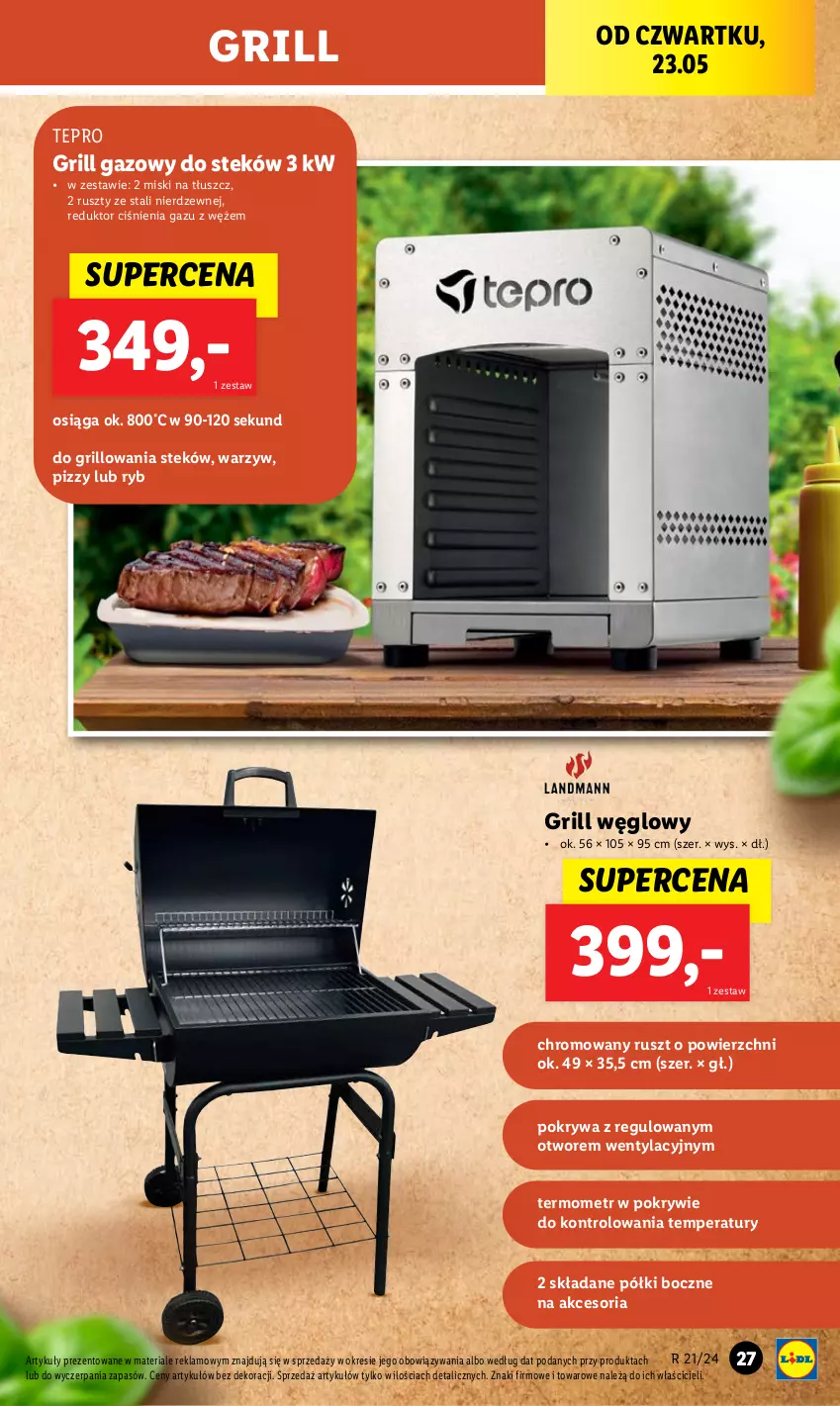 Gazetka promocyjna Lidl - GAZETKA - ważna 20.05 do 25.05.2024 - strona 31 - produkty: Grill, Grill gazowy, Pokrywa, Stek, Termometr