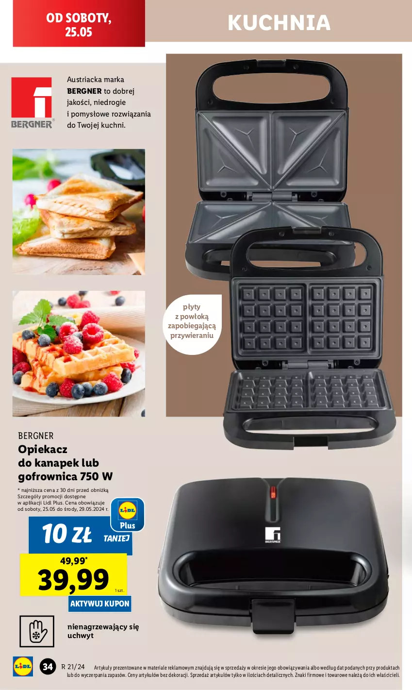 Gazetka promocyjna Lidl - GAZETKA - ważna 20.05 do 25.05.2024 - strona 38 - produkty: Gofrownica, Kuchnia, Opiekacz do kanapek