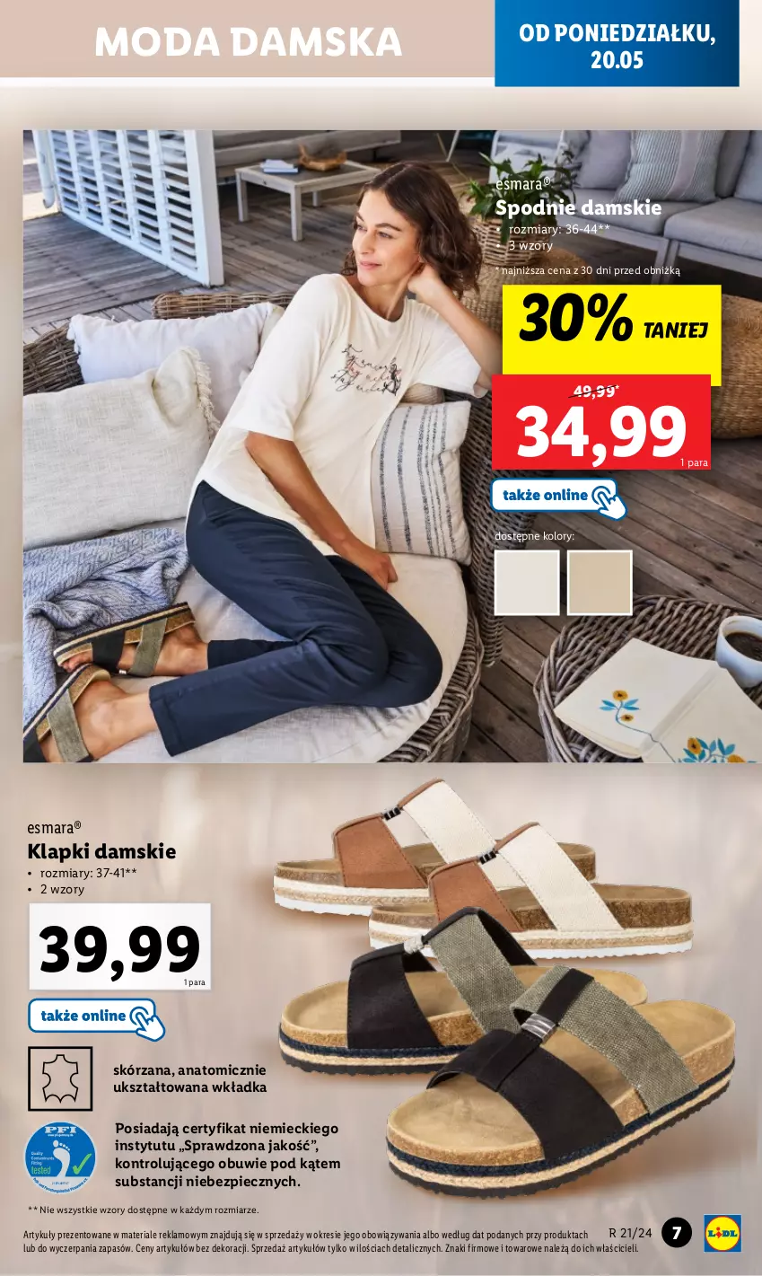 Gazetka promocyjna Lidl - GAZETKA - ważna 20.05 do 25.05.2024 - strona 9 - produkty: Atomic, Klapki, Moda, Obuwie, Piec, Spodnie