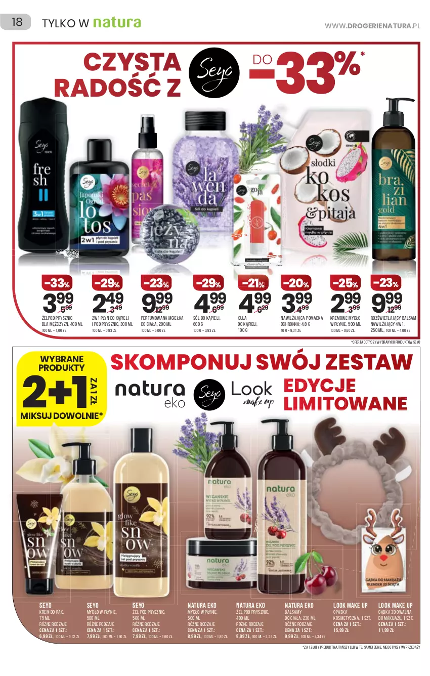 Gazetka promocyjna Drogerie Natura - Gazetka Drogerie Natura - ważna 16.12 do 29.12.2021 - strona 18 - produkty: Krem do rąk, Kula do kąpieli, Makijaż, Mydło, Mydło w płynie, Opaska, Perfum, Płyn do kąpieli, Sól, Sól do kąpieli