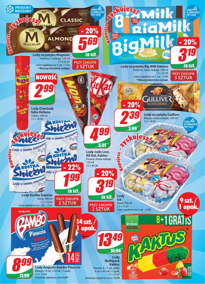 Gazetka promocyjna Dino - Gazetka 17 - ważna 26.04 do 02.05.2023 - strona 11 - produkty: Big Milk, Gra, Hellena, Kaktus, Kit Kat, Lion, Lody, Oranżada