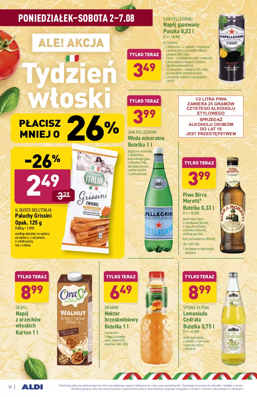 Gazetka promocyjna Aldi - ważna 02.08 do 07.08.2021 - strona 18 - produkty: Alpina, Dell, Gra, Grissini, Lemoniada, Napój, Napój gazowany, Nektar, Piwa, Piwo, Puma, Sezam, Sok, Tera, Woda, Woda mineralna