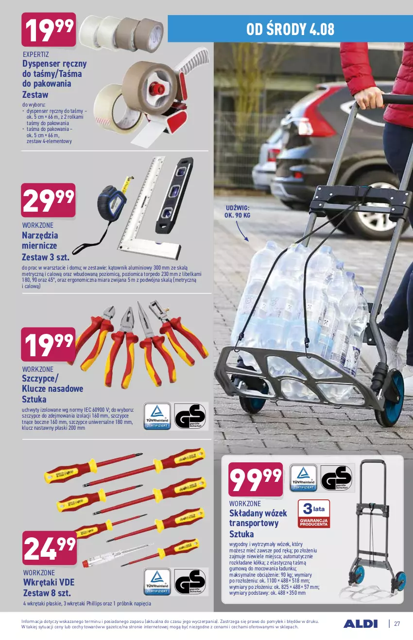 Gazetka promocyjna Aldi - ważna 02.08 do 07.08.2021 - strona 27 - produkty: Dźwig, Por, Poziomica, Ser, Sport, Szczypce, Tran, Uchwyty, Wkręt, Wózek, Wózek transportowy