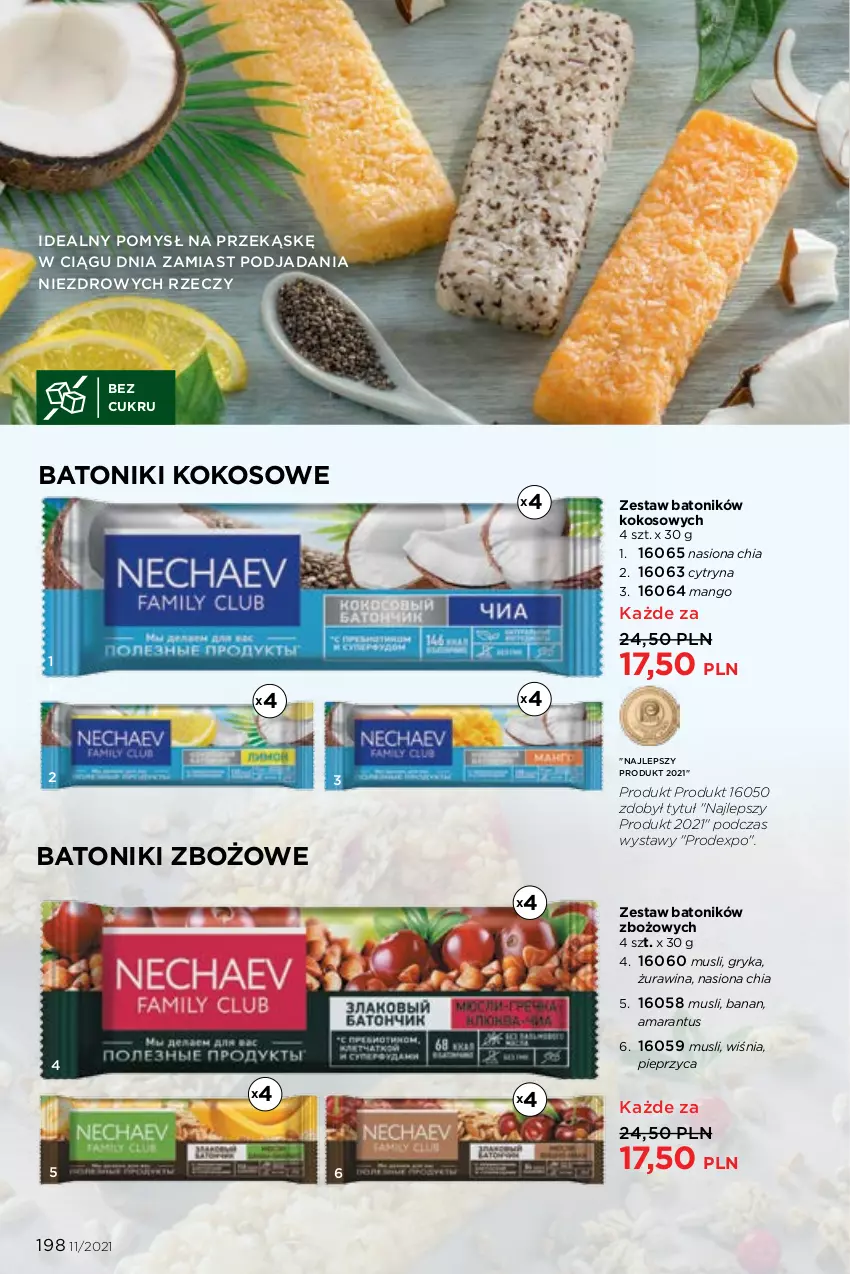 Gazetka promocyjna Faberlic - Gazetka - ważna 26.07 do 15.08.2021 - strona 198 - produkty: Baton, Chia, Gry, Kokos, Mango, Mus, Pieprz, Tonik