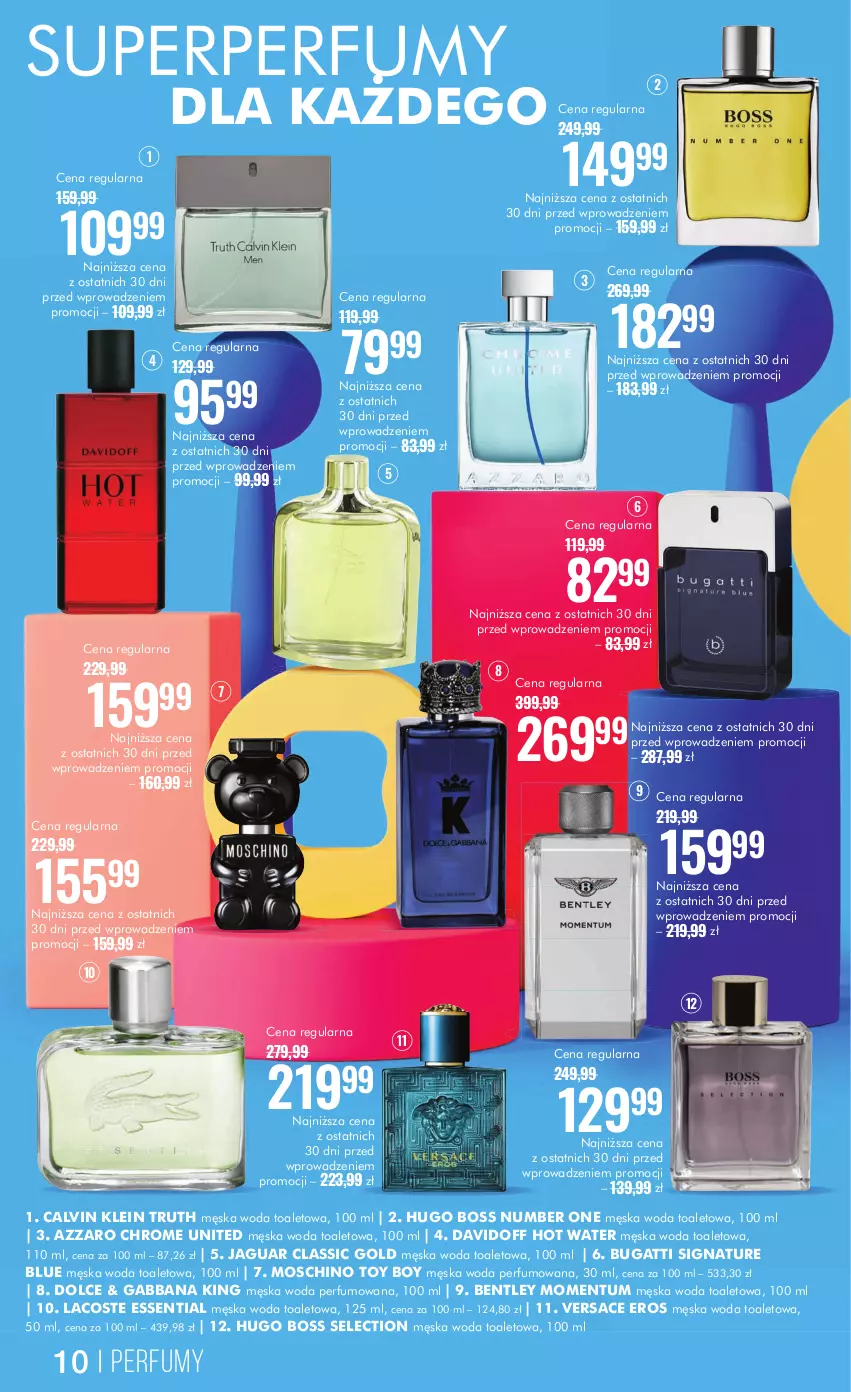 Gazetka promocyjna Super Pharm - Gazetka - ważna 19.08 do 29.08.2024 - strona 10 - produkty: Azzaro, Calvin Klein, Davidoff, Hugo Boss, Jaguar, Lacoste, Moschino, Perfum, Versace, Woda, Woda perfumowana, Woda toaletowa