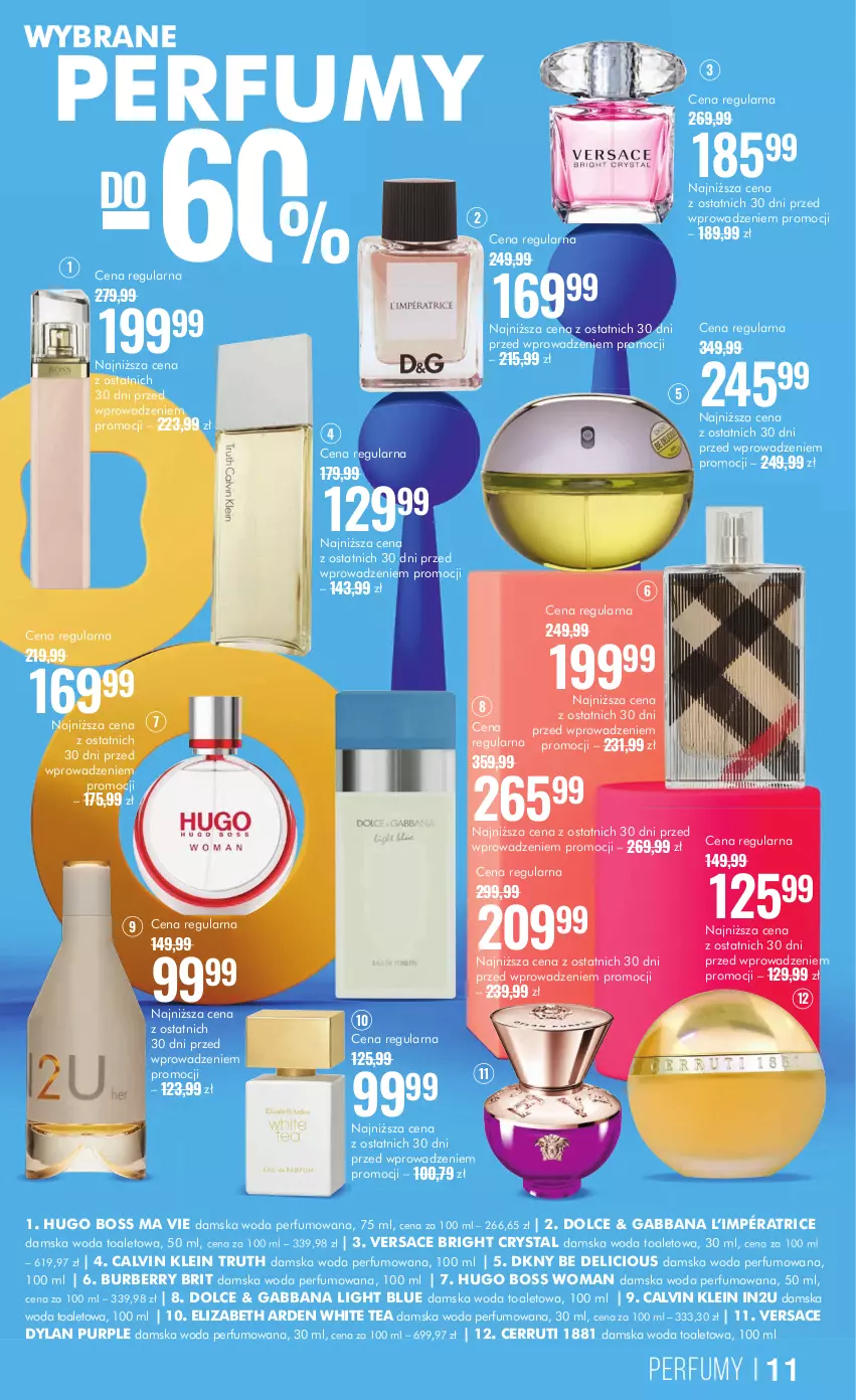 Gazetka promocyjna Super Pharm - Gazetka - ważna 19.08 do 29.08.2024 - strona 11 - produkty: Brit, Burberry, Calvin Klein, Cerruti, DKNY, Elizabeth Arden, Hugo Boss, Perfum, Pur, Versace, Woda, Woda perfumowana, Woda toaletowa