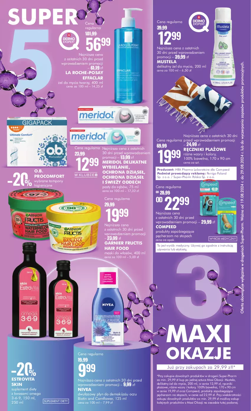 Gazetka promocyjna Super Pharm - Gazetka - ważna 19.08 do 29.08.2024 - strona 2 - produkty: Fa, Fructis, Garnier, La Roche-Posay, Makijaż, Mus, Mustela, Nivea, O.B., Olej, Ręcznik, Suplement diety, Tampony, Top, Wasa, Wełna