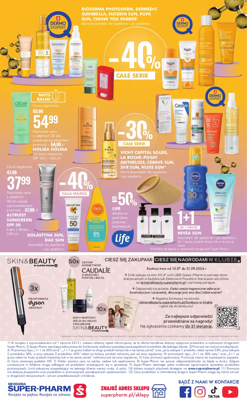 Gazetka promocyjna Super Pharm - Gazetka - ważna 19.08 do 29.08.2024 - strona 20 - produkty: Bioderma, CeraVe, DAX, Dermedic, Dres, Fa, Gra, Helio, Holika Holika, La Roche-Posay, Nivea, Nuxe, Olej, Pupa, Ser, SVR, Vichy