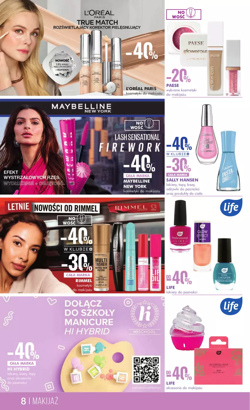 Gazetka promocyjna Super Pharm - Gazetka - ważna 19.08 do 29.08.2024 - strona 8 - produkty: Bell, L’Oréal, Lakier, Makijaż, Maybelline, PAESE, Sally Hansen, Top