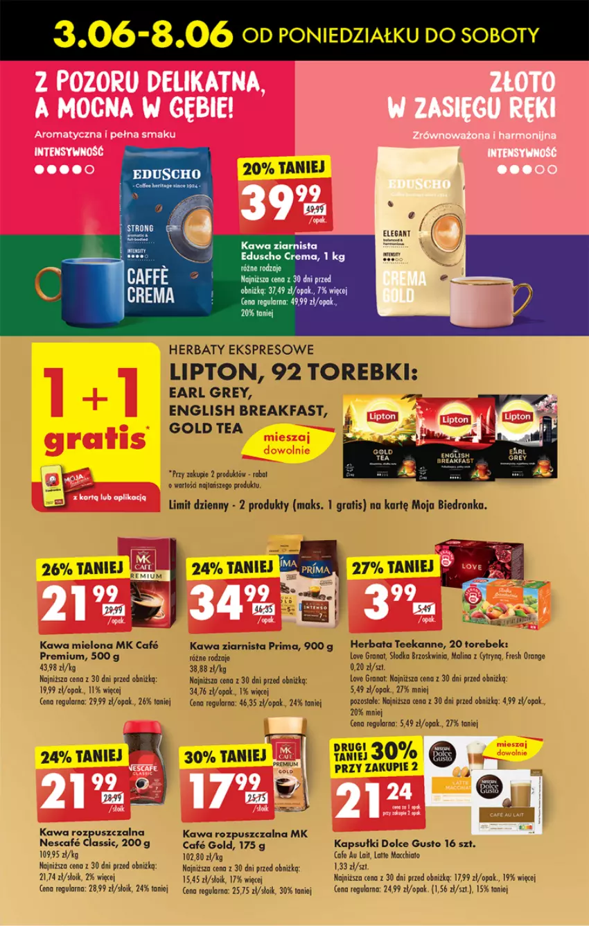 Gazetka promocyjna Biedronka - Od poniedzialku - ważna 03.06 do 08.06.2024 - strona 37 - produkty: Dolce Gusto, Dron, Earl Grey, Fa, Gra, Granat, Herbata, Kawa, Kawa mielona, Kawa rozpuszczalna, Kawa ziarnista, Lipton, Prima, Teekanne