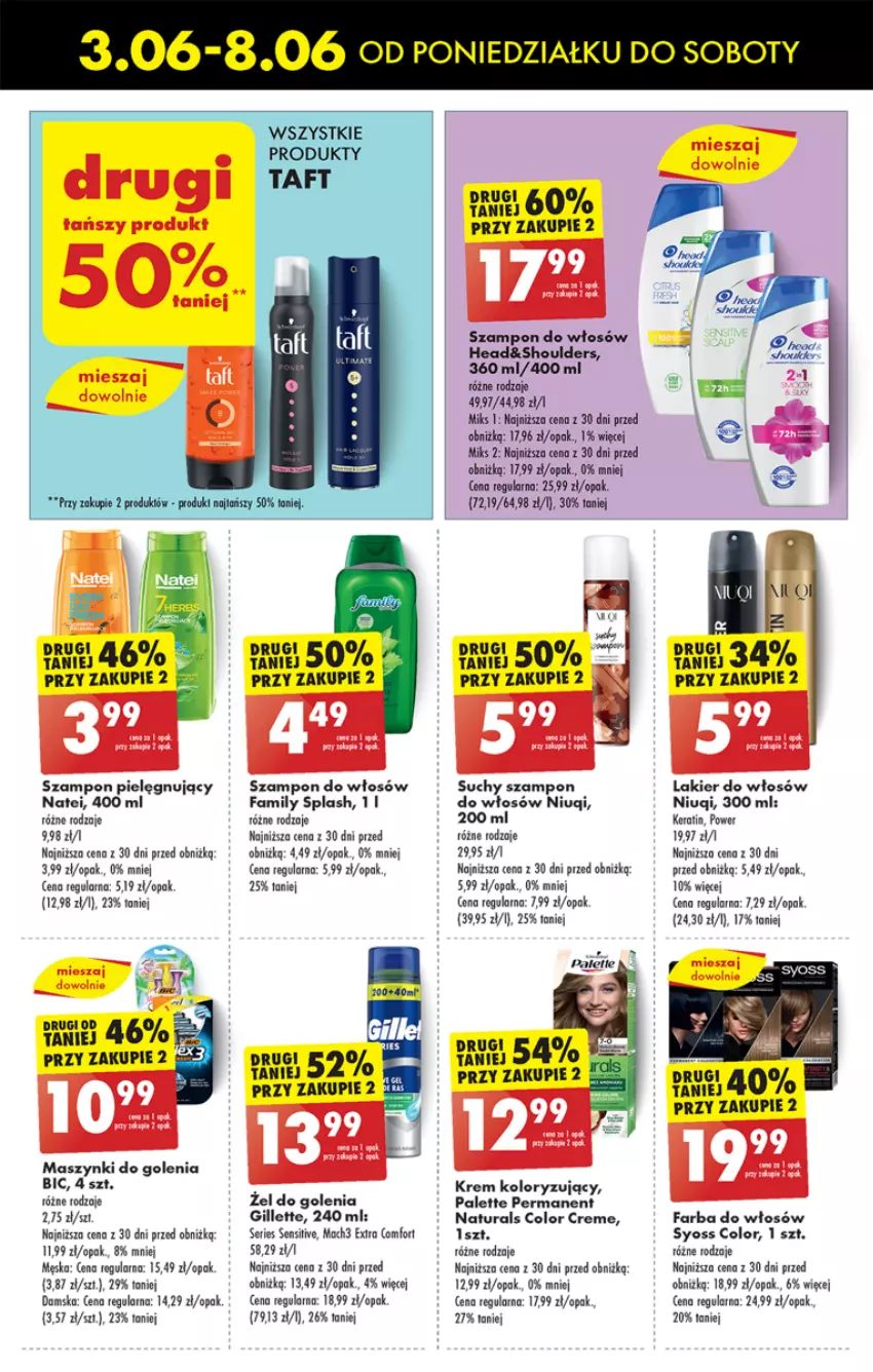 Gazetka promocyjna Biedronka - Od poniedzialku - ważna 03.06 do 08.06.2024 - strona 47 - produkty: BIC, Color Creme, Fa, Farba do włosów, Gillette, Lakier, Lakier do włosów, Mach3, Niuqi, Palette, Suchy szampon, Szampon, Taft