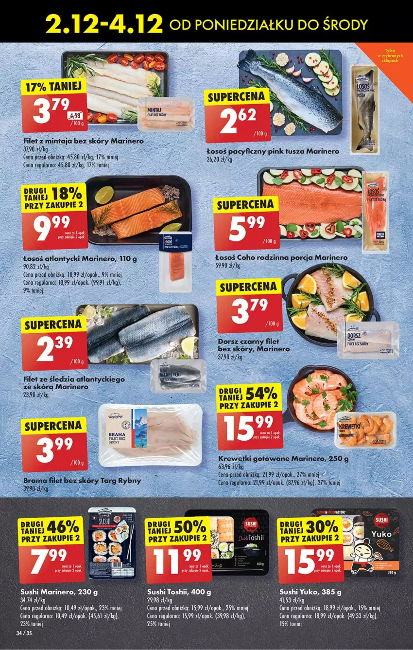 Gazetka promocyjna Biedronka - Od poniedzialku - ważna 02.12 do 07.12.2024 - strona 34 - produkty: Mintaj, Ser, Sushi