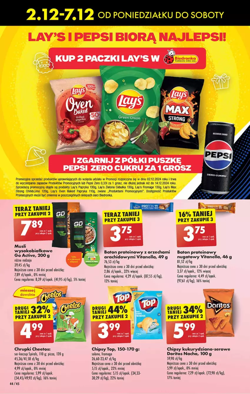 Gazetka promocyjna Biedronka - Od poniedzialku - ważna 02.12 do 07.12.2024 - strona 44 - produkty: Baton, Cheetos, Chipsy, Chrupki, Dron, Mus, Papryka, Pepsi, Pizza, Ser, Sok, Tera, Top