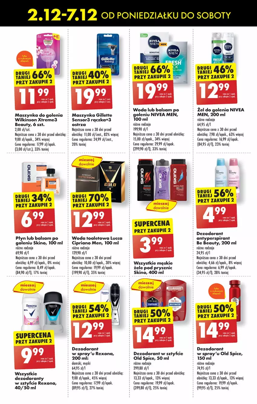 Gazetka promocyjna Biedronka - Od poniedzialku - ważna 02.12 do 07.12.2024 - strona 53 - produkty: Antyperspirant, Balsam po goleniu, Be Be, Dezodorant, Gillette, Maszynka, Maszynka do golenia, Nivea, Nivea Men, Old Spice, Rexona, Szynka, Woda, Woda toaletowa