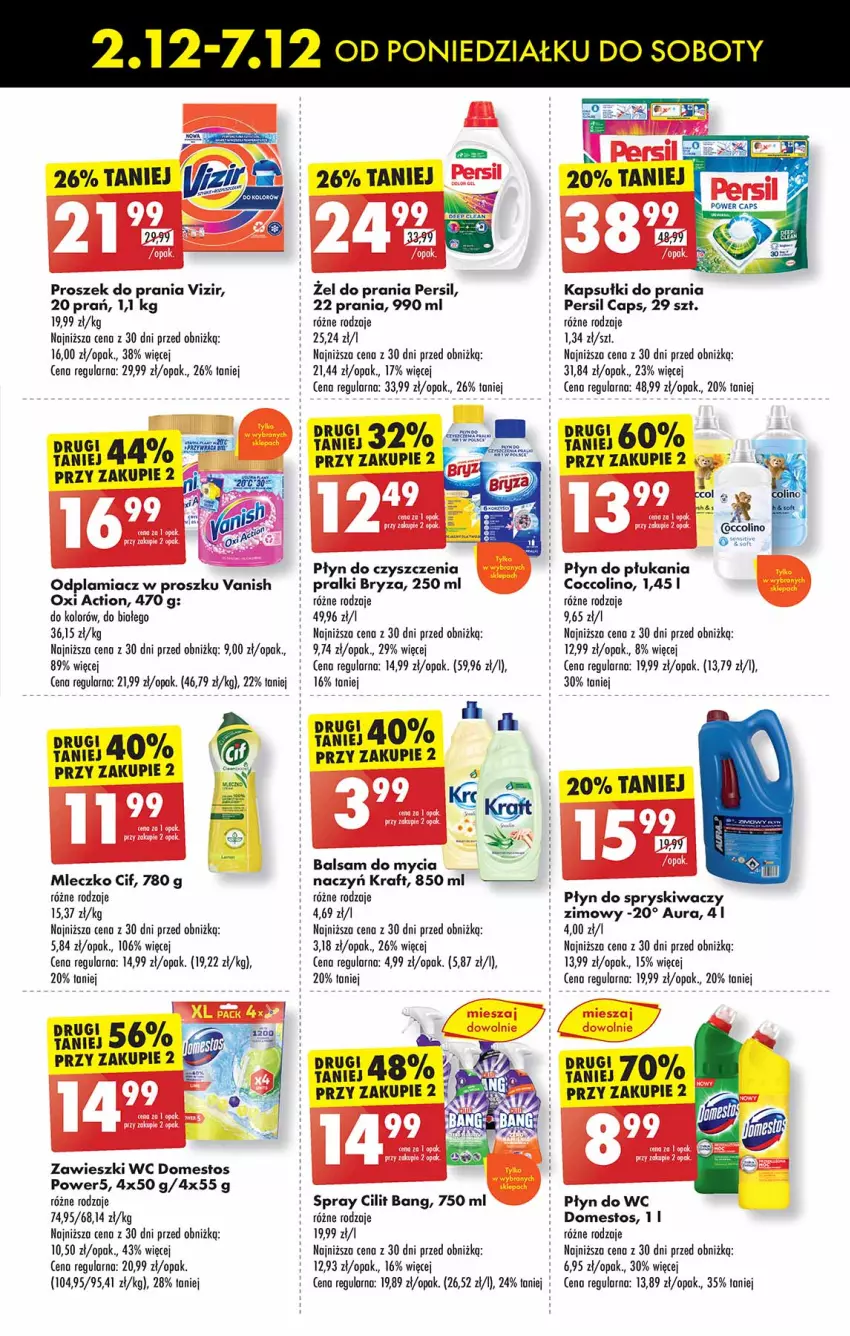 Gazetka promocyjna Biedronka - Od poniedzialku - ważna 02.12 do 07.12.2024 - strona 61 - produkty: Bryza, Cif, Coccolino, Domestos, Kapsułki do prania, Mleczko, Odplamiacz, Okno, Persil, Płyn do płukania, Płyn do spryskiwaczy, Płyn do wc, Pralki, Proszek do prania, Vanish, Vizir, Zawieszki