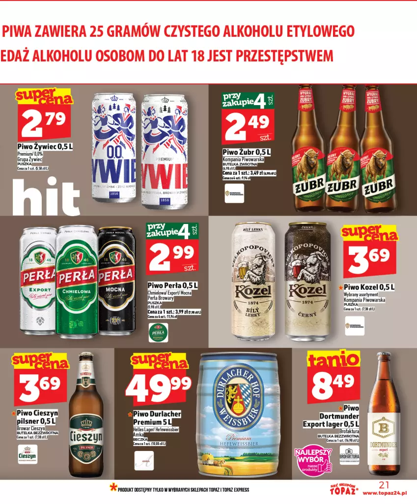 Gazetka promocyjna Topaz - Gazetka - ważna 29.01 do 04.02.2026 - strona 21 - produkty: Gra, Kozel, Piwa, Piwo, Por, Top
