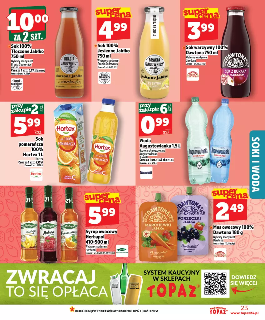 Gazetka promocyjna Topaz - Gazetka - ważna 29.01 do 04.02.2026 - strona 23 - produkty: Dawtona, Fa, Herbapol, Hortex, Mus, Sok, Syrop, Top, Woda