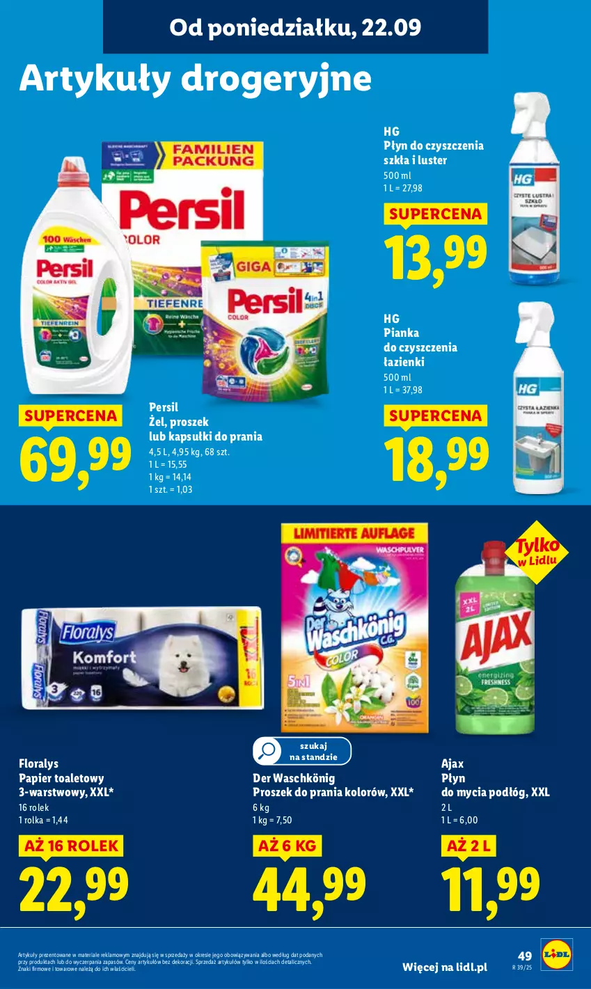 Gazetka promocyjna Lidl - GAZETKA - ważna 22.09 do 24.09.2025 - strona 61 - produkty: Ajax, Flora, Kapsułki do prania, König, Papier, Papier toaletowy, Persil, Pianka do czyszczenia, Płyn do mycia, Płyn do mycia podłóg, Proszek do prania