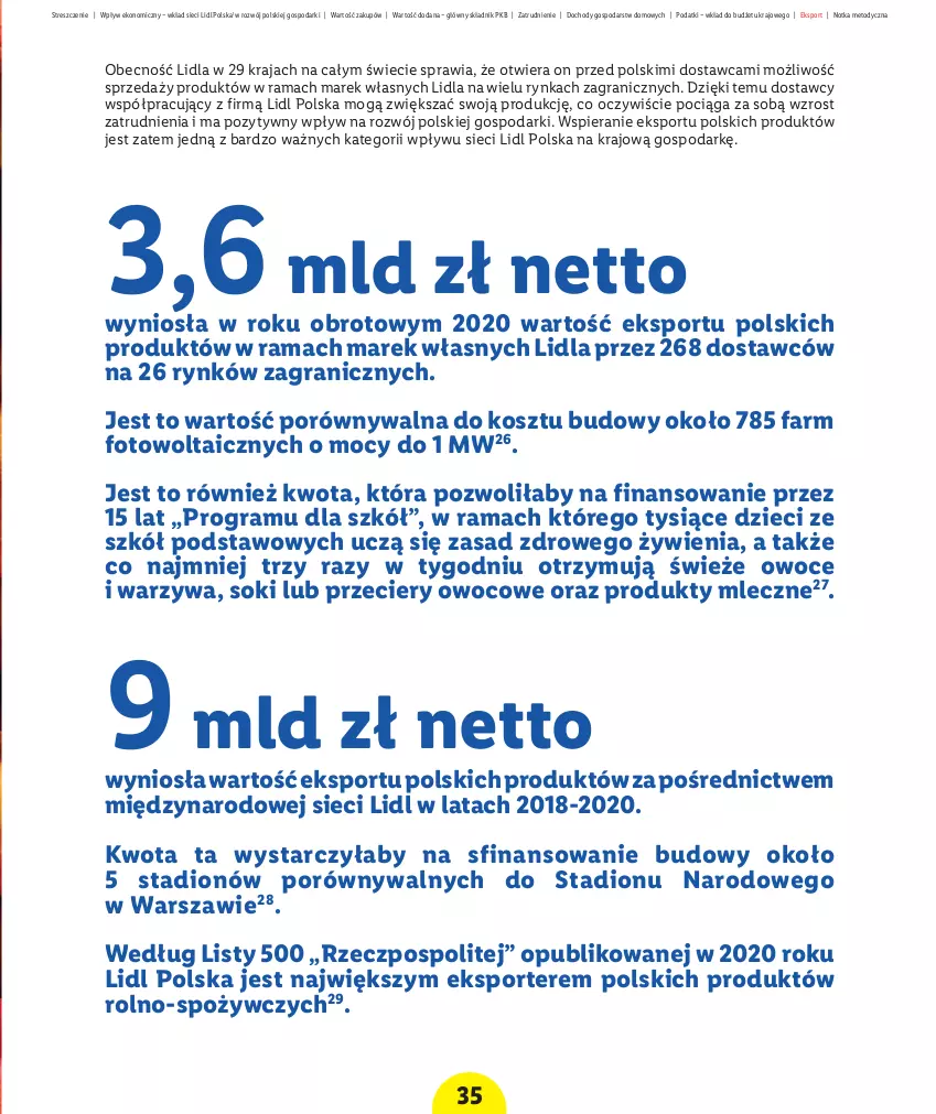 Gazetka promocyjna Lidl - Raport wpływu na gospodarkę - ważna 01.10.2021 do 31.12.2030 - strona 37 - produkty: Dzieci, Fa, Gra, Kosz, Owoce, Pociąg, Por, Rama, Sok, Sport, Warzywa