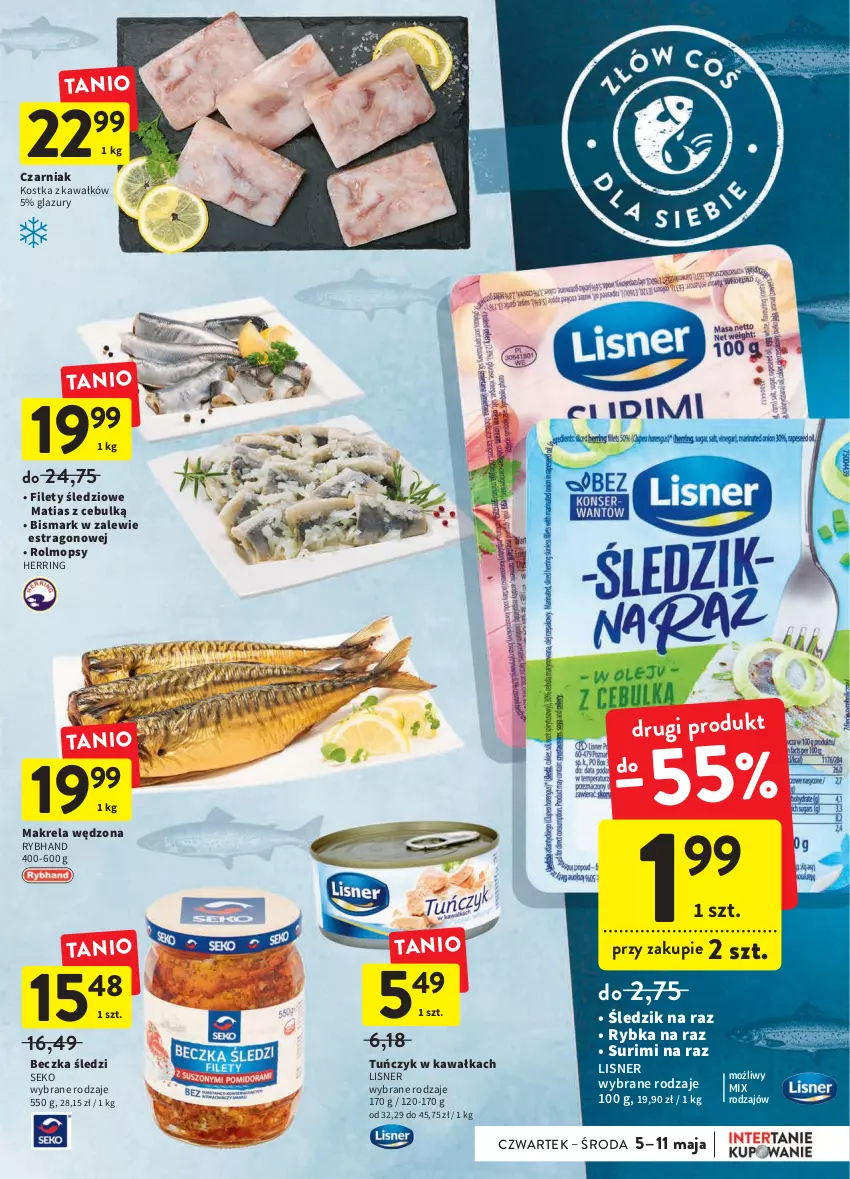 Gazetka promocyjna Intermarche - ważna 05.05 do 11.06.2022 - strona 21 - produkty: Kawa, Lazur, Lisner, Mop, Rybka na raz, SEKO, Surimi, Tuńczyk