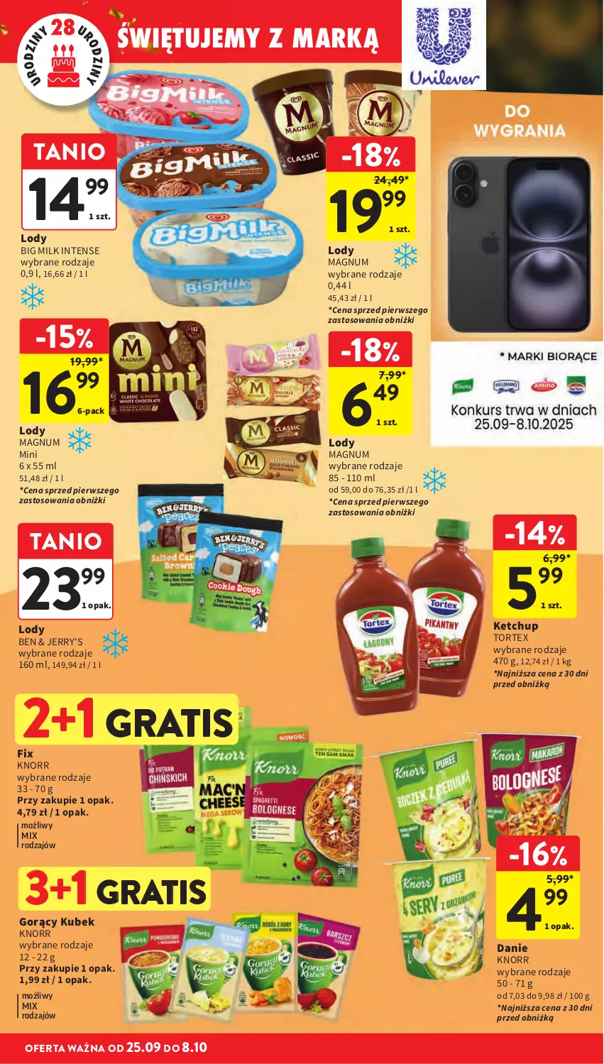 Gazetka promocyjna Intermarche - Gazetka Intermarche - ważna 25.09 do 01.10.2025 - strona 10 - produkty: Big Milk, Gra, Knorr, Lody