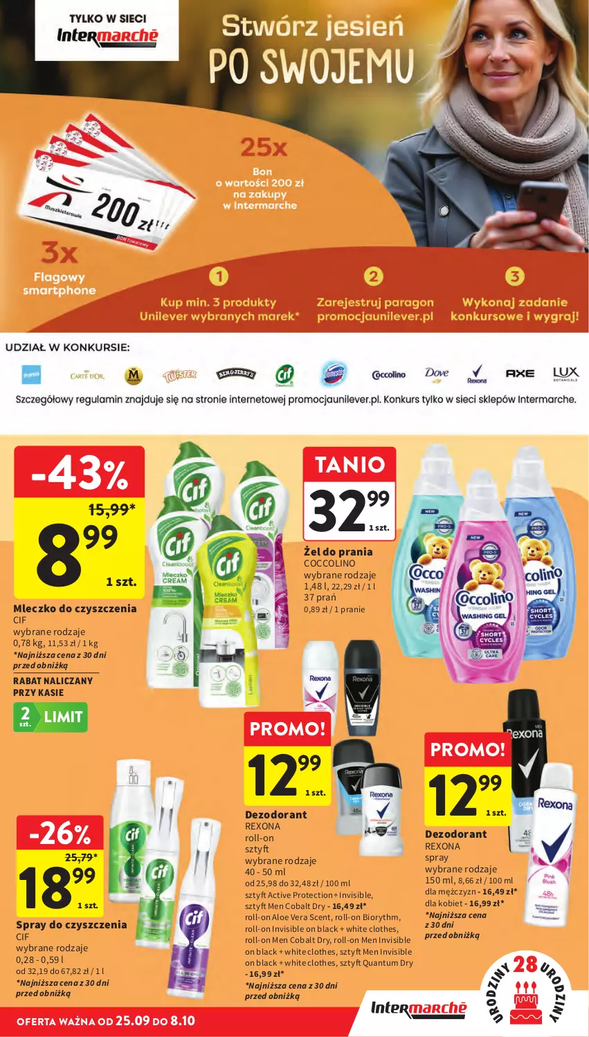 Gazetka promocyjna Intermarche - Gazetka Intermarche - ważna 25.09 do 01.10.2025 - strona 11 - produkty: Aloe vera, Cif, Coccolino, Dezodorant, Lack, Rexona, Spray do czyszczenia
