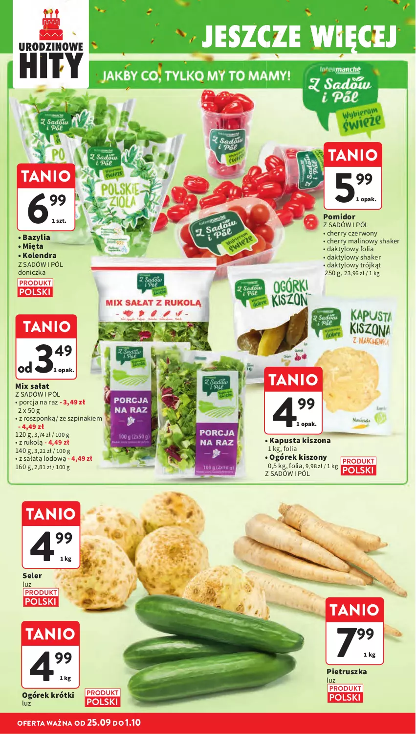 Gazetka promocyjna Intermarche - Gazetka Intermarche - ważna 25.09 do 01.10.2025 - strona 18 - produkty: Bazyl, Bazylia, Kolendra, Ogórek, Pietruszka, Por, Sałat, Szpinak