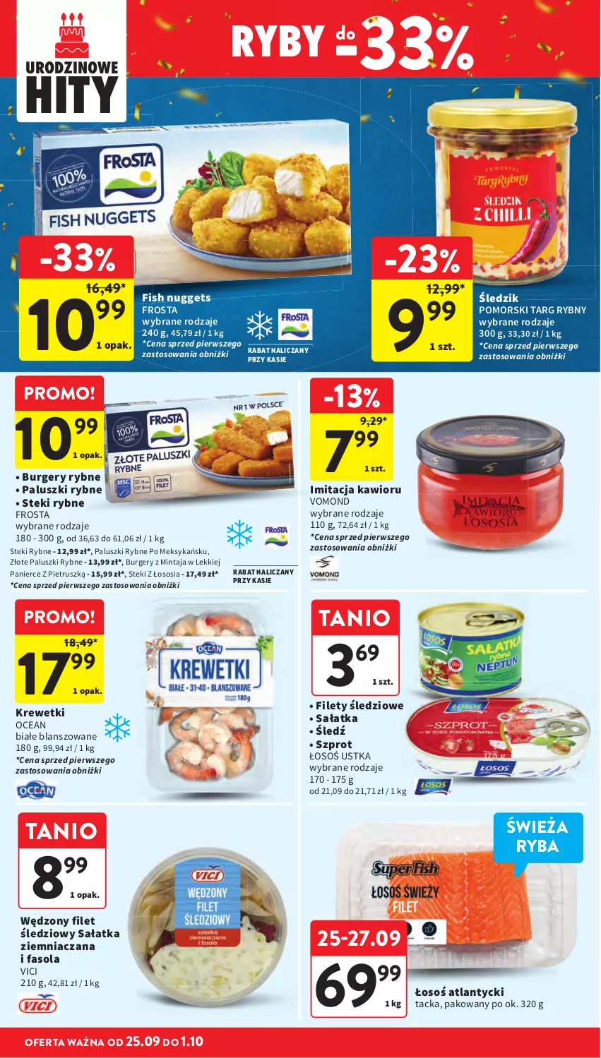 Gazetka promocyjna Intermarche - Gazetka Intermarche - ważna 25.09 do 01.10.2025 - strona 24 - produkty: Burger, Frosta, Kawior, Mintaj, Paluszki rybne, Ryba, Sos, Stek