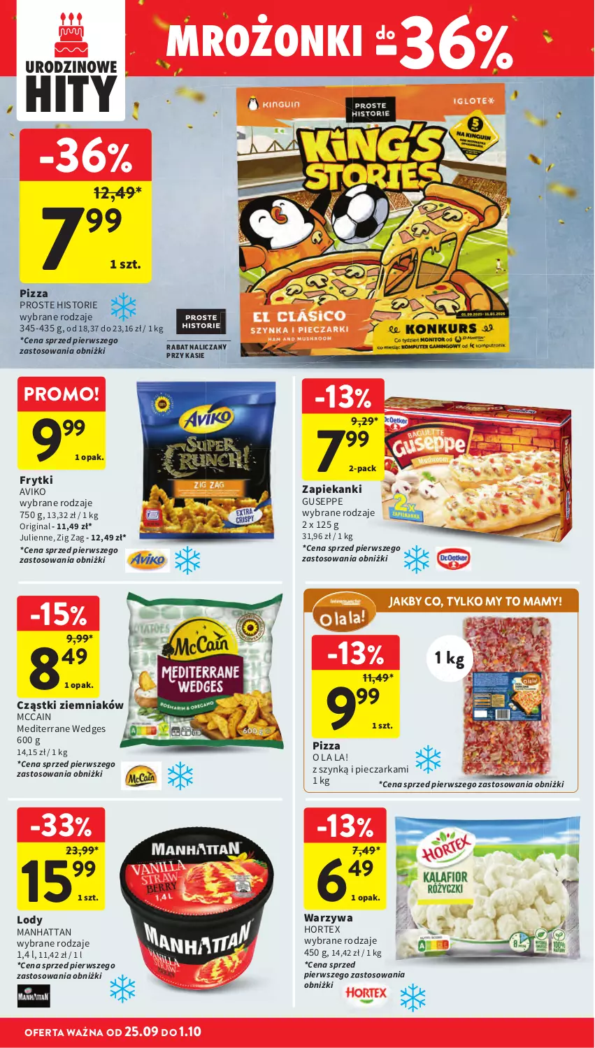 Gazetka promocyjna Intermarche - Gazetka Intermarche - ważna 25.09 do 01.10.2025 - strona 26 - produkty: Gin, Hortex, Lody, McCain, Piec, Pieczarka, Pizza