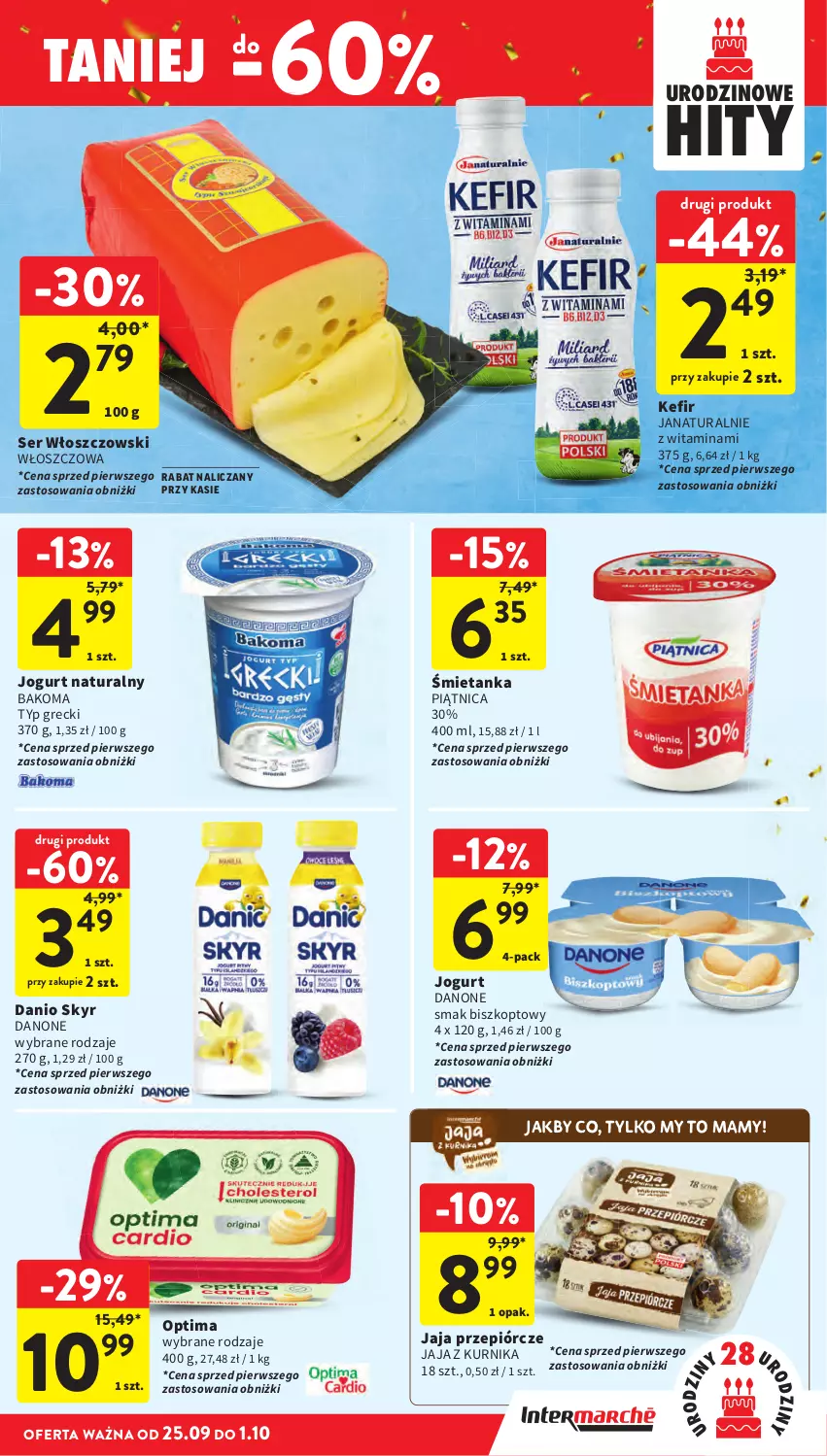 Gazetka promocyjna Intermarche - Gazetka Intermarche - ważna 25.09 do 01.10.2025 - strona 29 - produkty: Bakoma, Danone, Jaja, Piątnica, Włoszczowski
