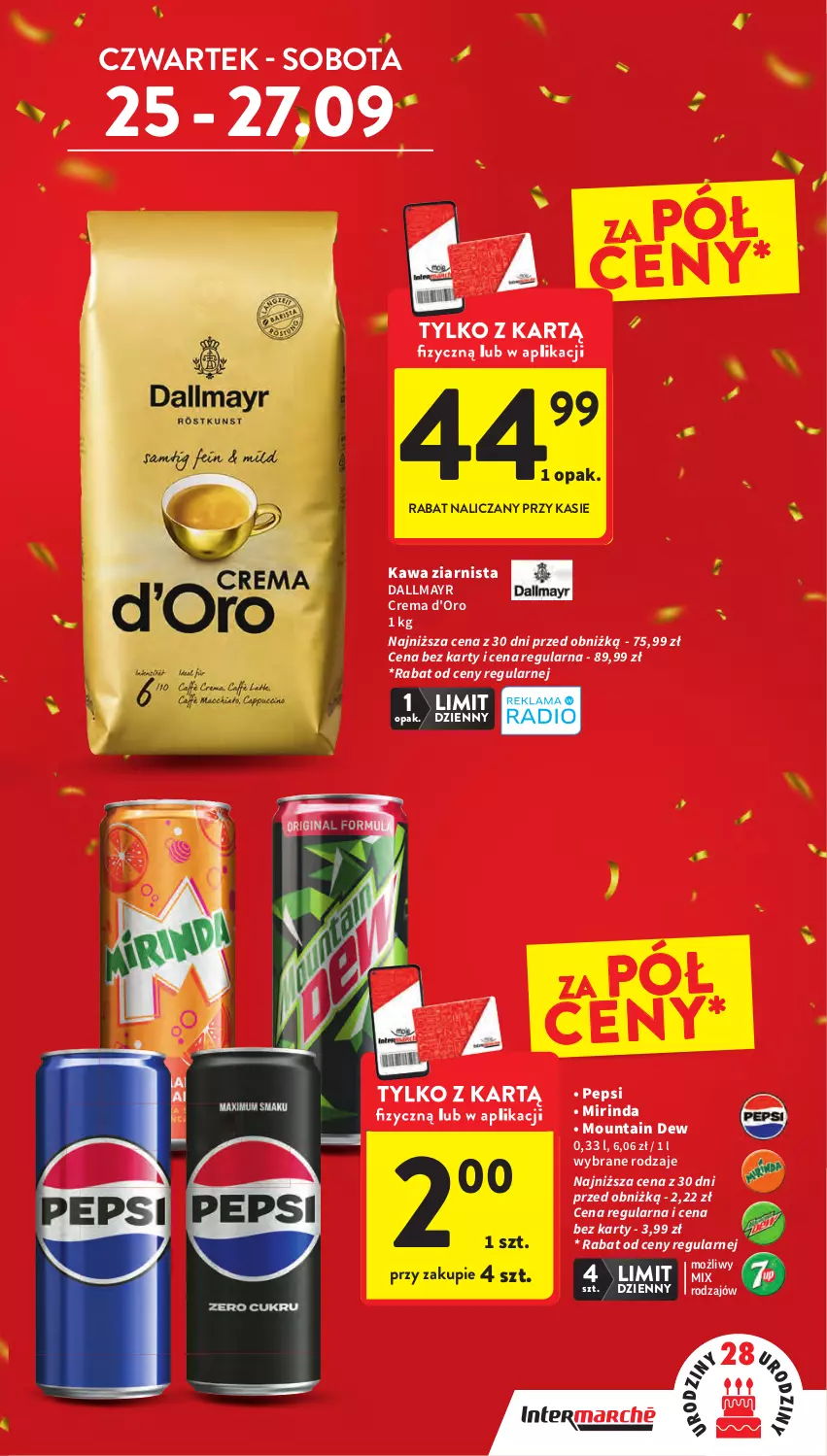 Gazetka promocyjna Intermarche - Gazetka Intermarche - ważna 25.09 do 01.10.2025 - strona 5 - produkty: Dallmayr, Kawa, Kawa ziarnista, Mirinda, Pepsi